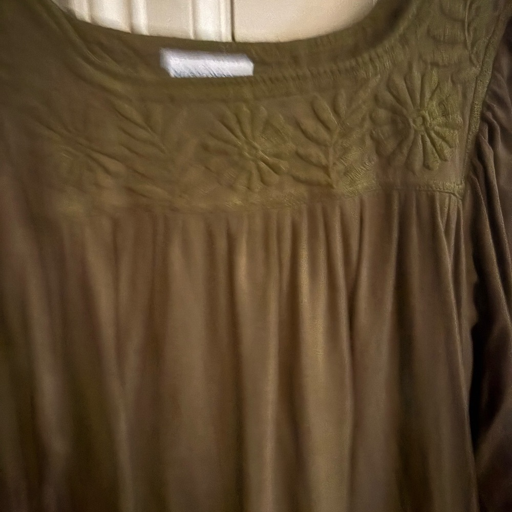 Chic Olive Green Floral Blouse